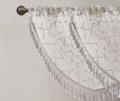 Clarissa Diamond Sheer Rod Pocket Waterfall Valance, (46") -Home Decor Store 810518167 2