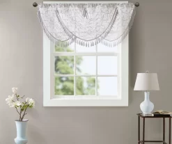 Clarissa Diamond Sheer Rod Pocket Waterfall Valance, (46") -Home Decor Store 810518167