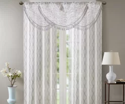 Clarissa Diamond Sheer Rod Pocket Waterfall Valance, (46") -Home Decor Store 810518167 4