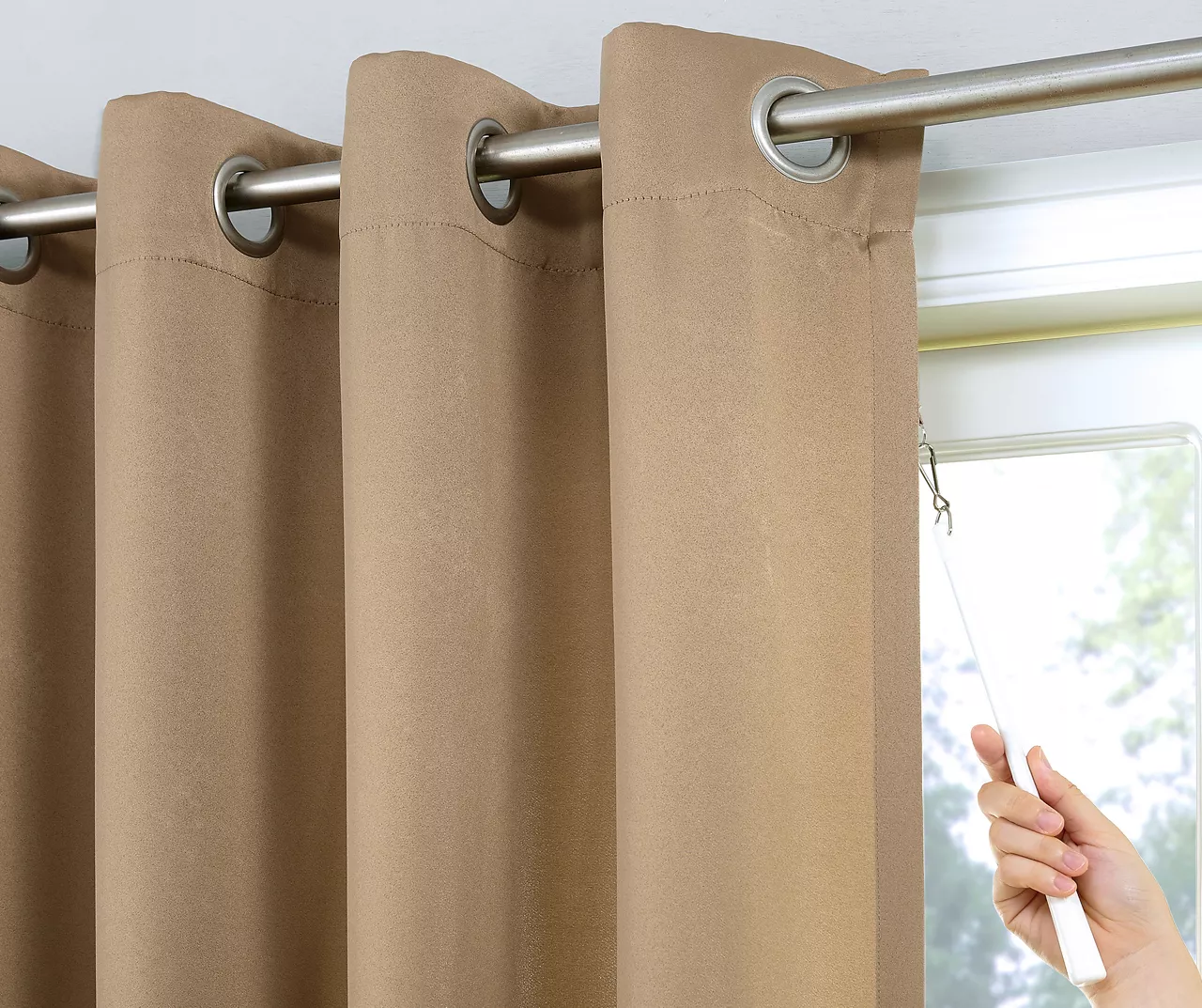 Loretta Taupe Blackout Grommet Curtain Panel, (84") 2 Loretta Taupe Blackout Grommet Curtain Panel, (84") - Image 2