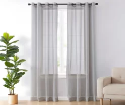 Curtain Fresh Light Gray Sheer Grommet Curtain Panel, (84")