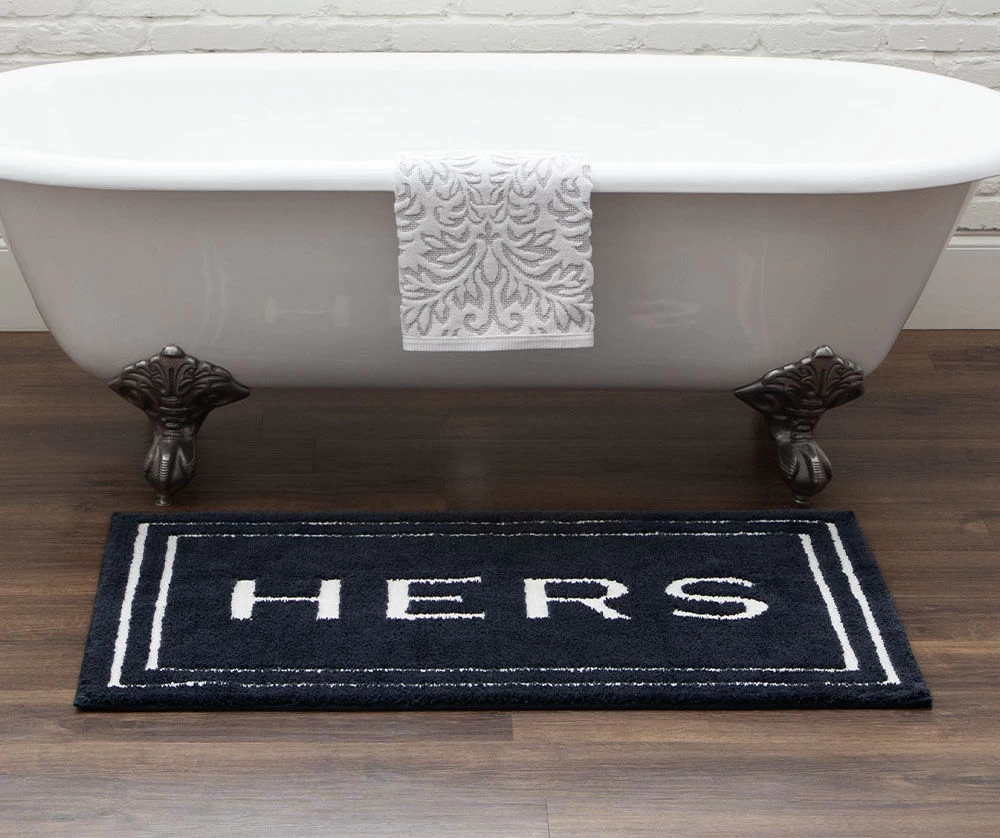 "Hers" Indigo Knitted Bath Rug, (40" X 24") 2 "Hers" Indigo Knitted Bath Rug, (40" X 24") - Image 2