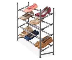 Gunmetal Gray 4-Tier Expandable Steel Shoe Rack
