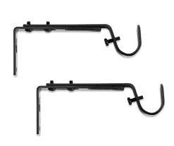 Legacy Black Adjustable Curtain Rod Brackets, 2-Pack