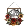 "Hello" Peony & Pumpkin Wreath Window Hanging Wall Decor