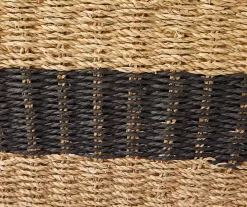 Tan & Black 2-Tone Rectangular Seagrass & Paper Bin -Home Decor Store 810526777 2