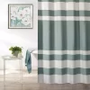 Slate Blue & White Embossed Waffle Striped Shower Curtain