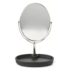 Matte Black Rubberized Oval Tray Mirror