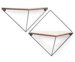 Black & Brown Triangle Diamond 2-Piece Wall Shelf Set