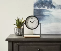 Black Round Elevated Tabletop Clock -Home Decor Store 810534570 2