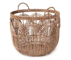 Brown Woven Round Paper & Resin Basket
