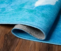 My Magic Carpet Watercolor Aqua Blue Washable Area Rug -Home Decor Store 810537692 3