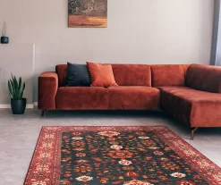 My Magic Carpet Ramage Indigo Washable Area Rug, (5' X 7') -Home Decor Store 810537703 3