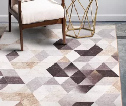My Magic Carpet Lattice Geometric Neutral Washable Area Rug -Home Decor Store 810537742 2