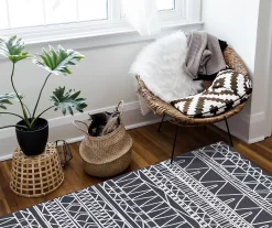 My Magic Carpet Chelsea Aztec Dark Gray Washable Area Rug -Home Decor Store 810537767 2