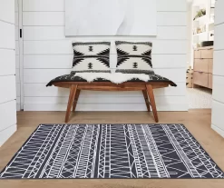 My Magic Carpet Chelsea Aztec Dark Gray Washable Area Rug -Home Decor Store 810537768 2