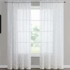 Finch Gray Geometric Crushed Voile Sheer Curtain Panel, (84")