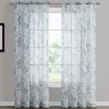 Hattie Spa Blue Floral Crushed Voile Sheer Curtain Panel, (84")
