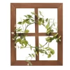 Brown & Green Wreath On Window Pane Wall Décor