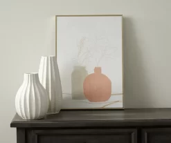 Pink & Gray Potted Plants Framed Canvas -Home Decor Store 810540305 2