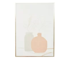 Pink & Gray Potted Plants Framed Canvas