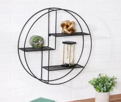 Steel 3-Tier Circle Wall Shelf -Home Decor Store 810541189