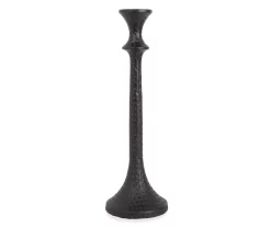Black Hammered Metal Taper Candle Holder, (14")