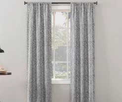 Gray Geometric Quill Blackout Rod Pocket Curtain Panel, (84")