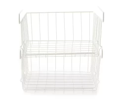 White Hanging Stackable Storage Basket, 2-Pack -Home Decor Store 810542670 2