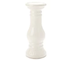 Ivory Ceramic Pillar Candle Holder, (10")