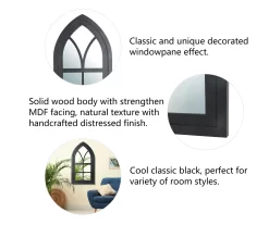 Black Arching Windowpane Wall Mirror, (40.16") -Home Decor Store 810546459 5