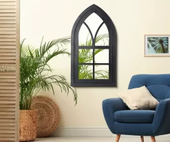Black Arching Windowpane Wall Mirror, (40.16") -Home Decor Store 810546459 9