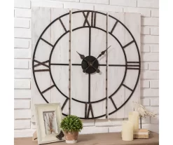 Black & White Distressed Roman Numeral 3-Piece Farmhouse Wall Clock Set, (31.5") -Home Decor Store 810546473 4