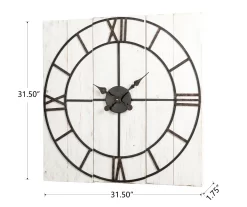 Black & White Distressed Roman Numeral 3-Piece Farmhouse Wall Clock Set, (31.5") -Home Decor Store 810546473 5