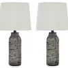 Black & White Streak Mahima Paper Table Lamp, 2-Pack
