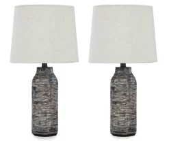Black & White Streak Mahima Paper Table Lamp, 2-Pack