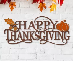 "Happy Thanksgiving" Leaves & Pumpkin Wordscript Wall Decor -Home Decor Store 810547795 6