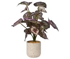 Red Artificial Begonia Plant In Beige Speckled Pot