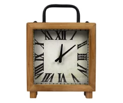 Brown Square Roman Numeral Table Clock
