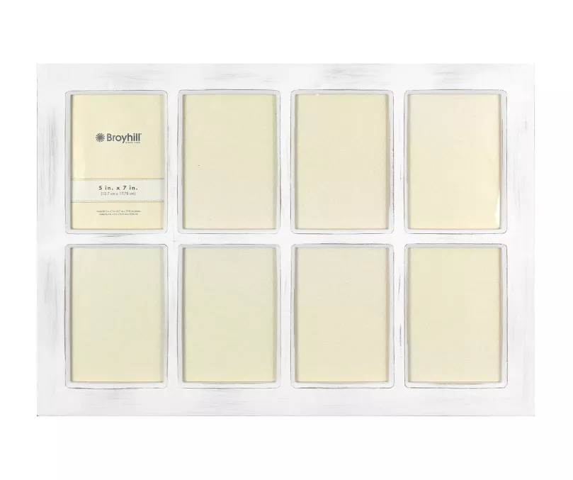 Whitewash 8-Opening Collage Picture Frame, (5" X 7") 1 Whitewash 8-Opening Collage Picture Frame, (5" X 7")