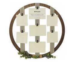 Brown & Gray Round Ribbon-Accent Collage Frame With Greenery