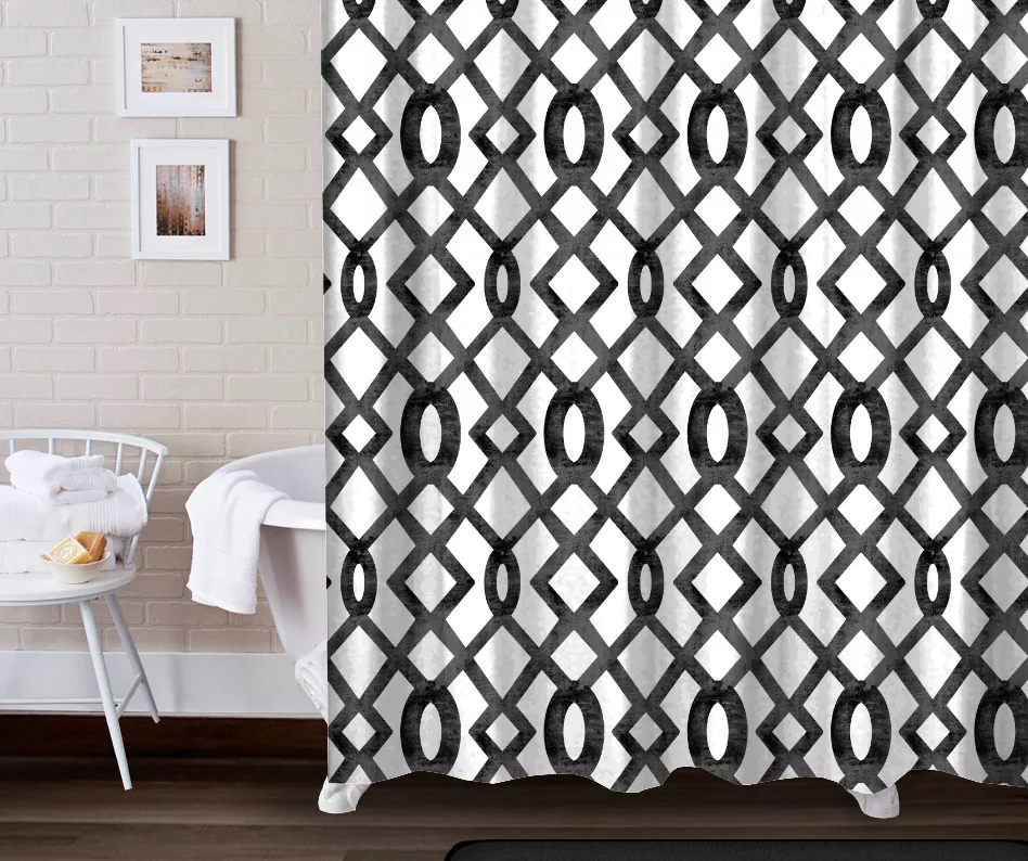 Emerson White & Black Lattice 14-Piece Bath Set 1 Emerson White & Black Lattice 14-Piece Bath Set