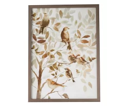 Brown & White Birds In Tree Framed Art Print