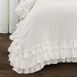 Ella White Ruffle & Lace Twin XL 2-Piece Comforter Set -Home Decor Store 810552774 2