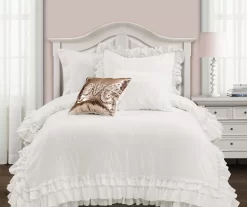 Ella White Ruffle & Lace Twin XL 2-Piece Comforter Set
