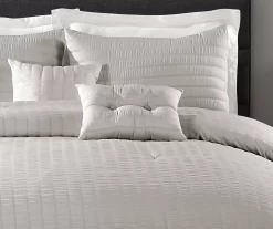 Farmhouse Light Gray Seersucker King 5-Piece Comforter Set