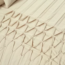 Aurora Beige Pleated Pintuck King 5-Piece Comforter Set -Home Decor Store 810552889 21