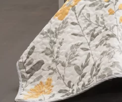 Aprile White & Yellow Floral Full/Queen 3-Piece Quilt Set -Home Decor Store 810552959 4