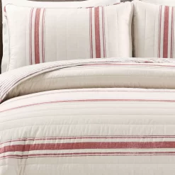 Beige & Red Stripe Full/Queen 3-Piece Quilt Set -Home Decor Store 810553004 21