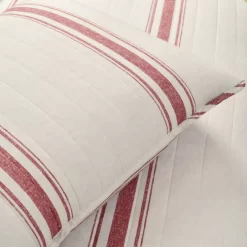 Beige & Red Stripe Full/Queen 3-Piece Quilt Set -Home Decor Store 810553004 41